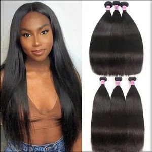 Three Bundles of %100 Human Hair. Very soft. Has a 16 in, 18 in, and a 20 in.